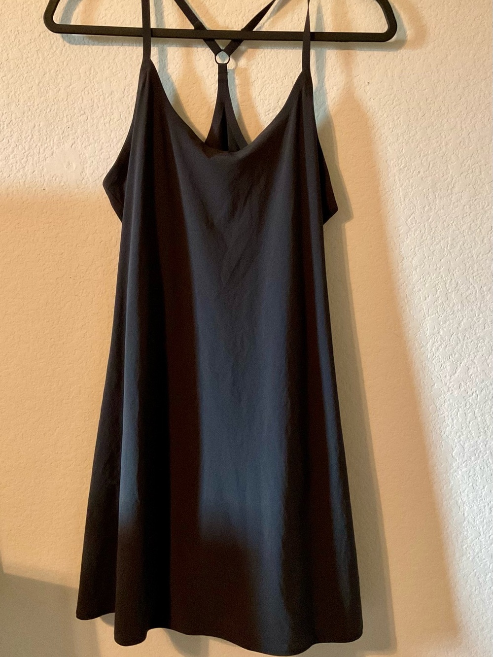 Outdoor Voices Black Mini Slip Dress with T-Back